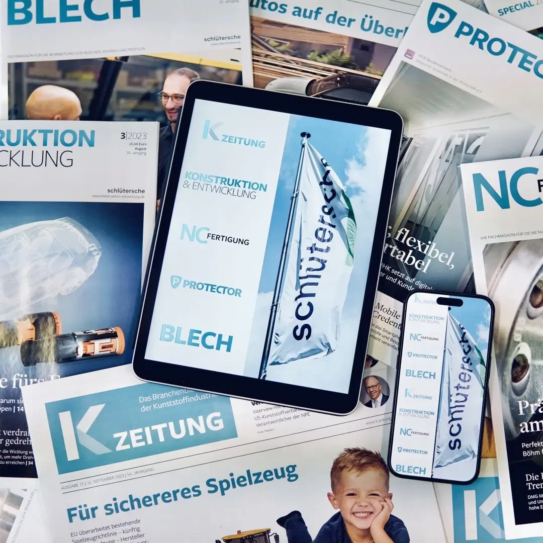Fachmedien Portfolio mit Industriemedien und Marken auf Tablet und Smartphone