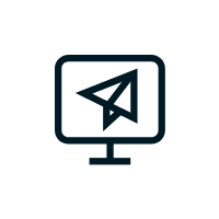 Computer mit Papierflieger-Symbol