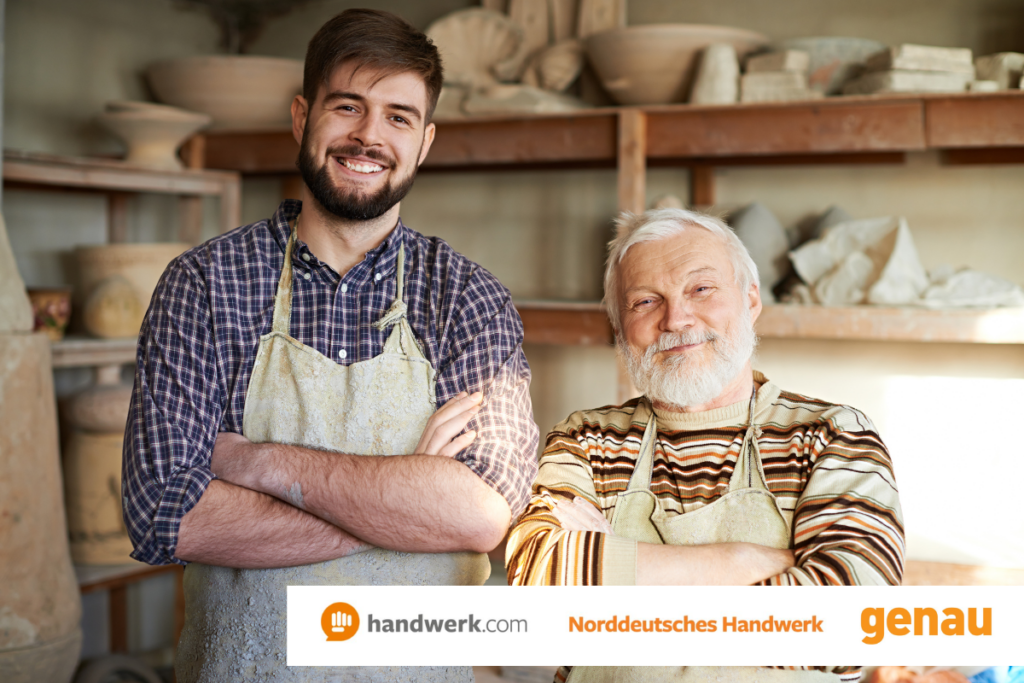 Zwei Handwerker in einer Werkstatt, Norddeutsches Handwerk