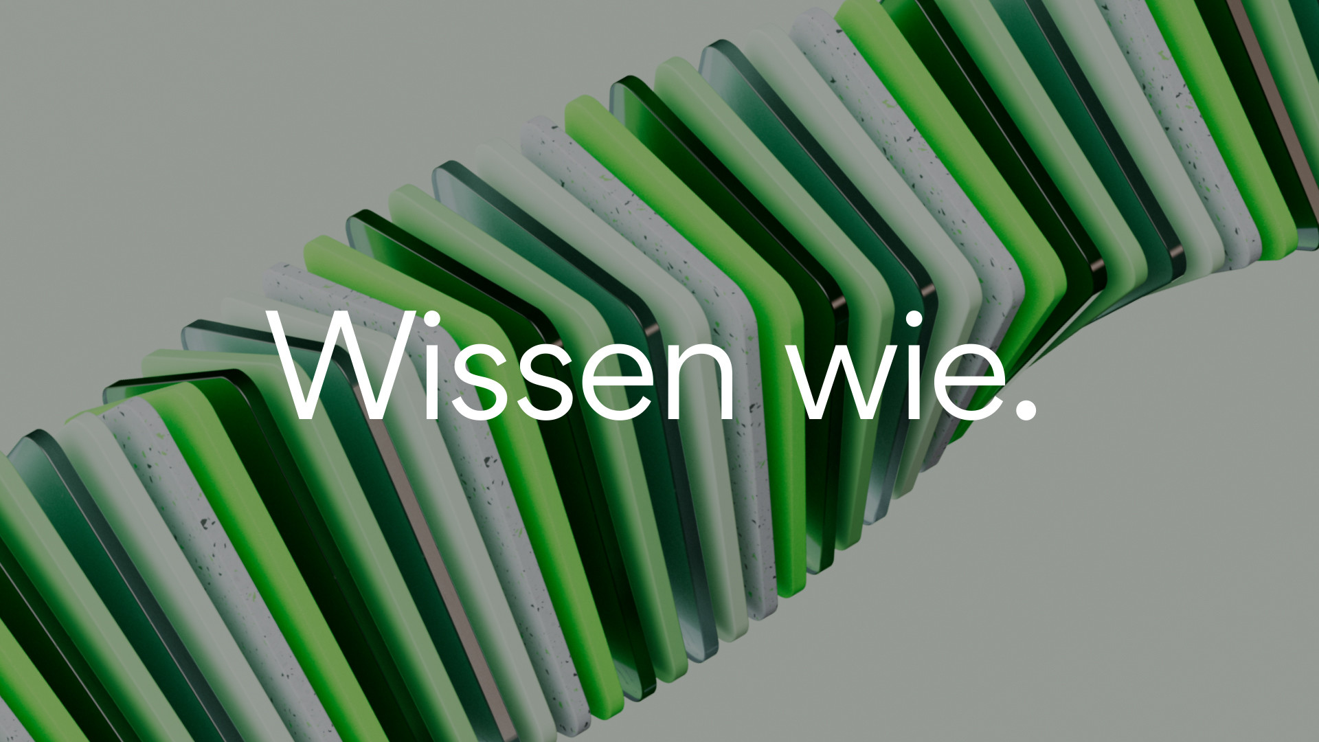 Keyvisual mit dem Claim 'Wissen wie.' auf abstraktem grünem Hintergrund