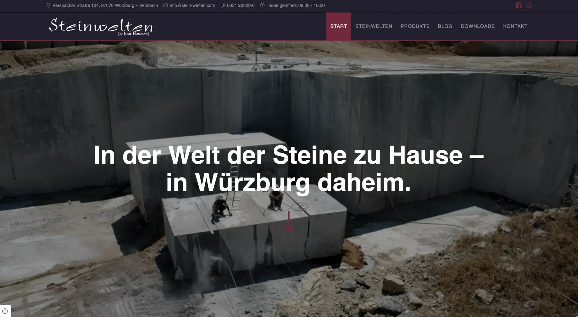 Steinbruch-Referenz von Steinwelten Josef Hofmann in Würzburg – große Steinblöcke im Abbau