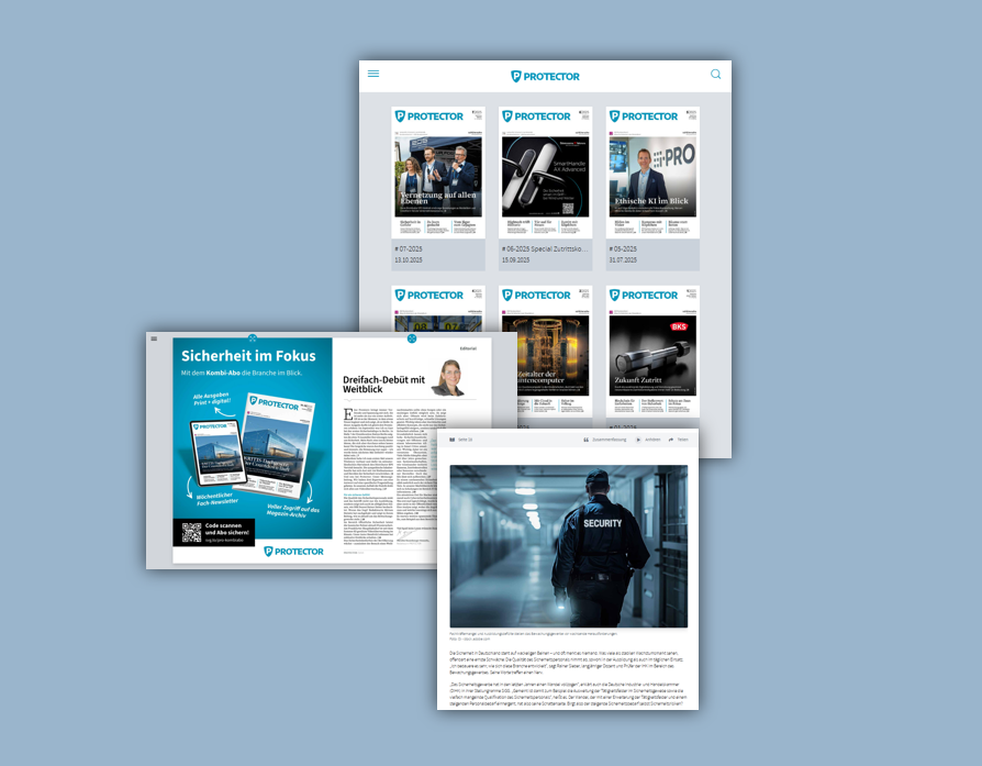Digitale Magazinübersicht und Artikelansicht der Zeitschrift PROTECTOR auf PressMatrix Plattform