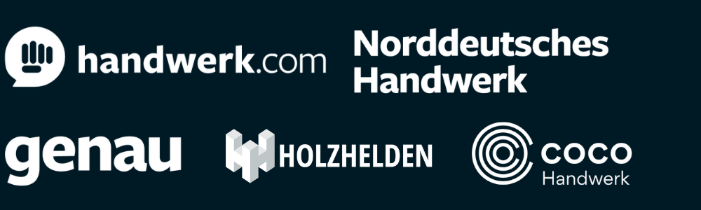 Logos von handwerk.com, Norddeutsches Handwerk, genau, COCO Handwerk und Holzhelden