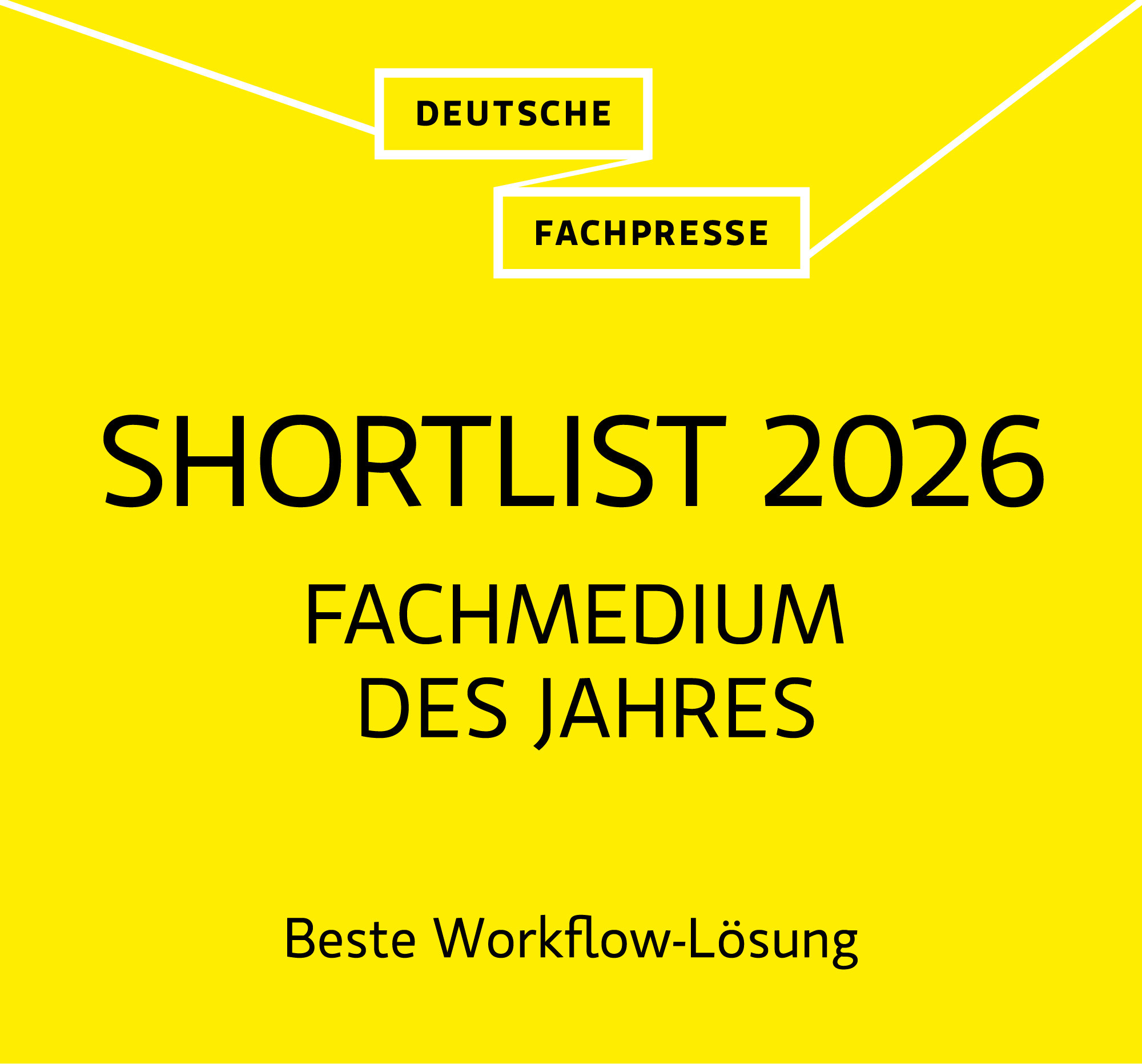 Deutsche Fachpresse Shortlist 2026 Fachmedium des Jahres – Beste Workflow-Lösung