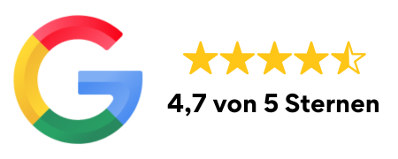 Google Bewertung mit 4,7 von 5 Sternen
