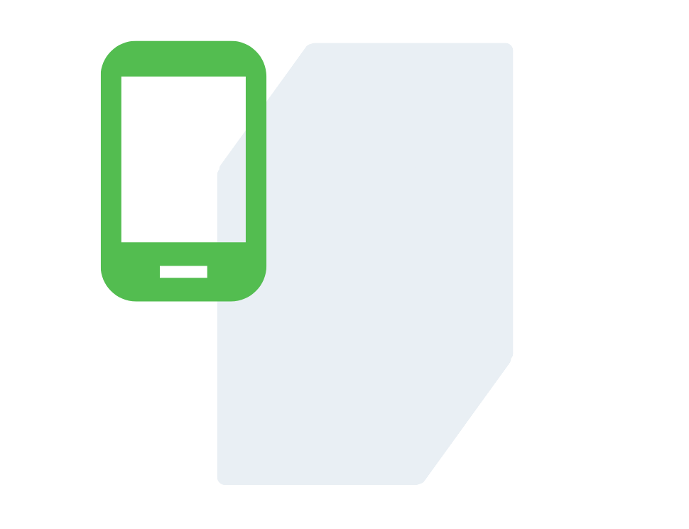 Icon zur Mobilfreundlichkeit mit grünem Smartphone und Dokument