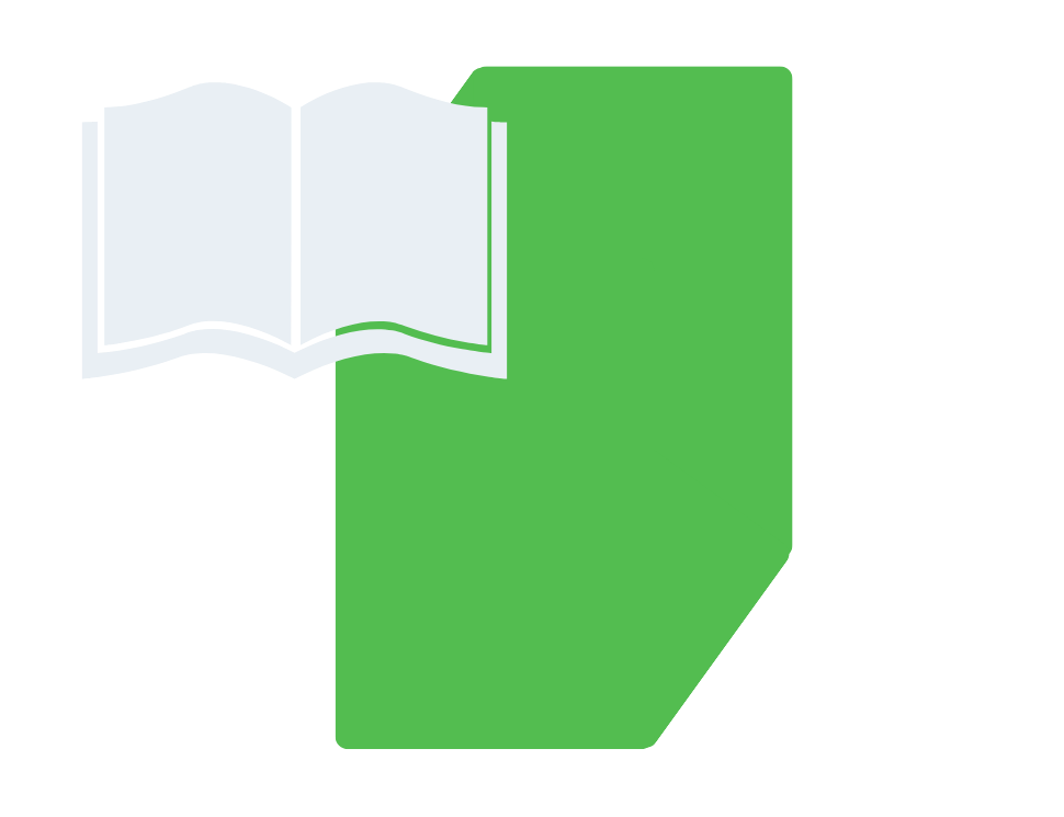 Symbol fr Onlineverzeichnisse: Grne Mappe mit aufgeschlagenem Buch als Slider-Grafik