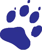 Blauer Pfotenabdruck – Symbol, Icon oder Logo Blauer Pfotenabdruck als Symbol oder Icon