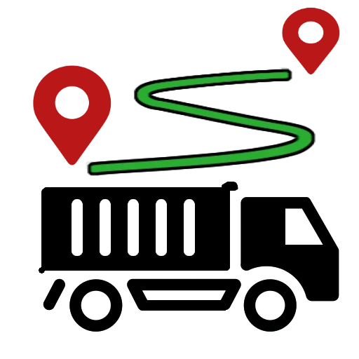 Transport Symbol mit LKW, Route und Standortmarkierungen