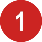 Icon Nummer 1 in rotem Kreis