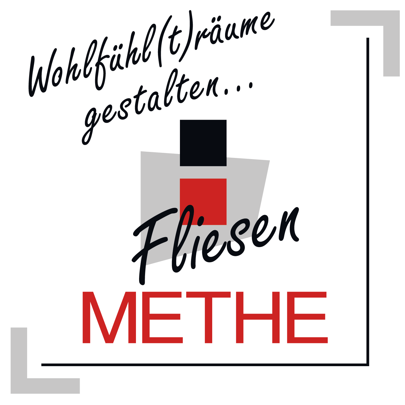 Logo von Fliesen Methe mit dem Slogan 'Wohlfühl(t)räume gestalten'