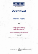 Zertifikat für Markus Fuchs im Umgang mit Abzug und Zuschläge