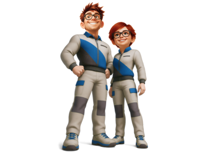 Autoglas Doctor Marajoy Maskottchen in Arbeitskleidung