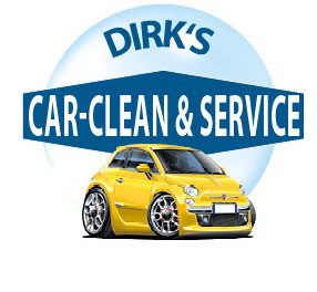 Logo von Dirk's Car-Clean & Service mit gelbem Fiat 500