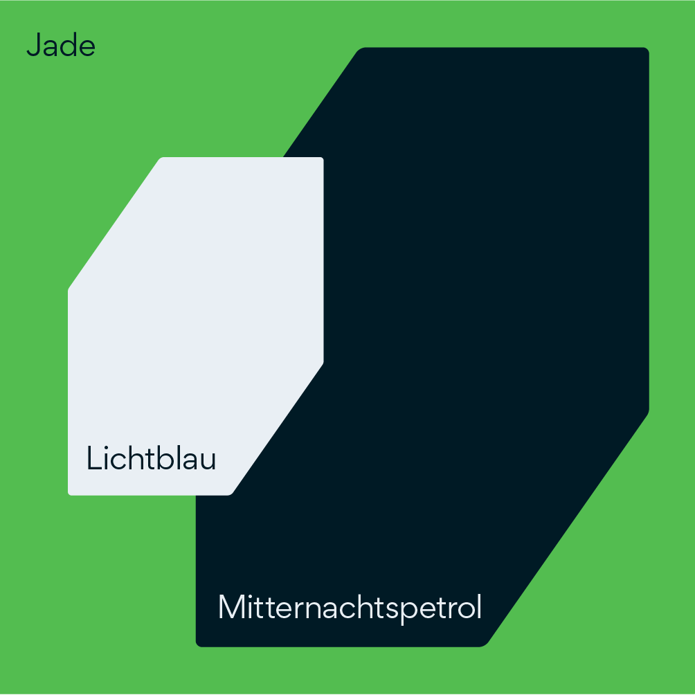 Farbwelt Farbkombinationen 3: Jade, Lichtblau und Mitternachtspetrol – Beispiel aus der SC Brandbase
