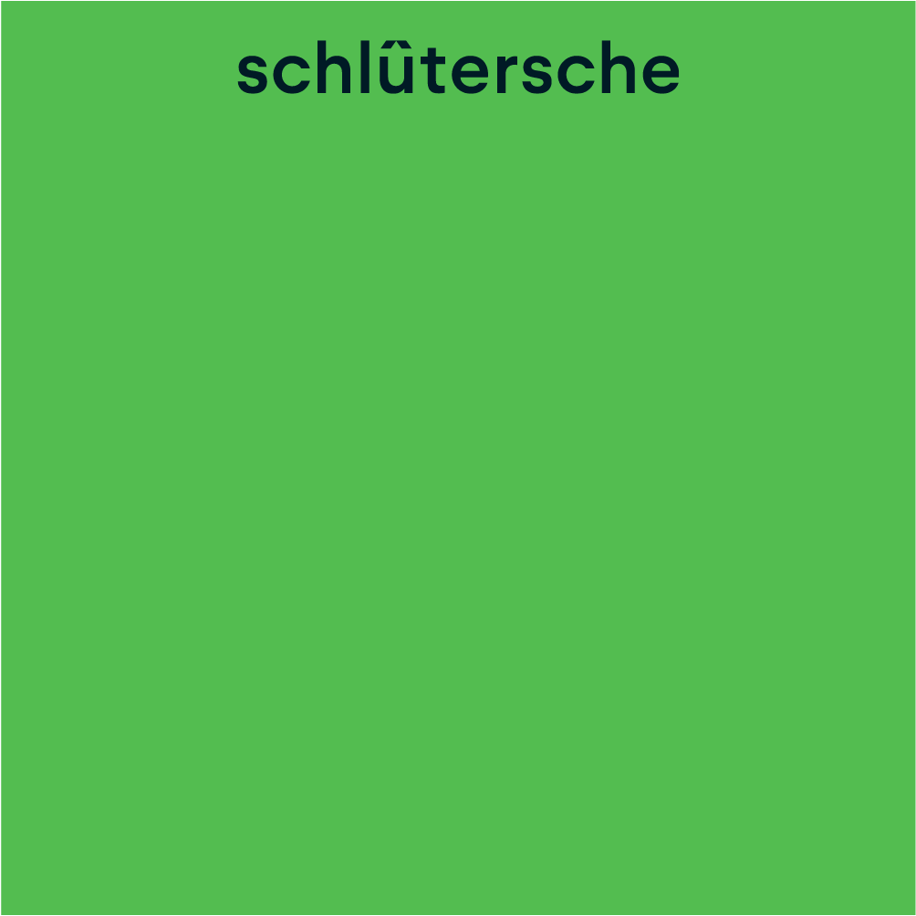 Schlütersche Logo auf grünem Hintergrund – Markenlogo Platzierung