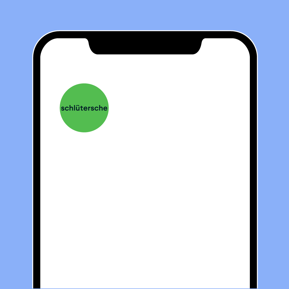 Schlütersche Logo Social Icon mit Schutzzone Ausnahme auf Smartphone-Darstellung