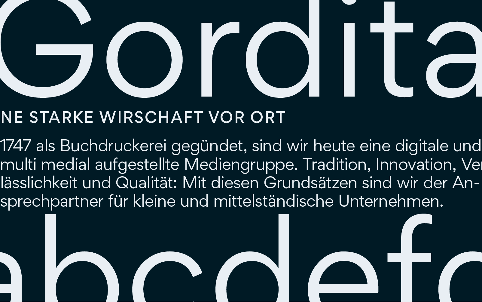 Typografie Aufmacher der SC Brandbase mit modernem Schriftbild und Text zur Mediengruppe