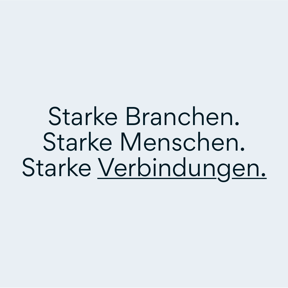 SC Brandbase Typografie Farbbeispiele mit dem Text: Starke Branchen. Starke Menschen. Starke Verbindungen.