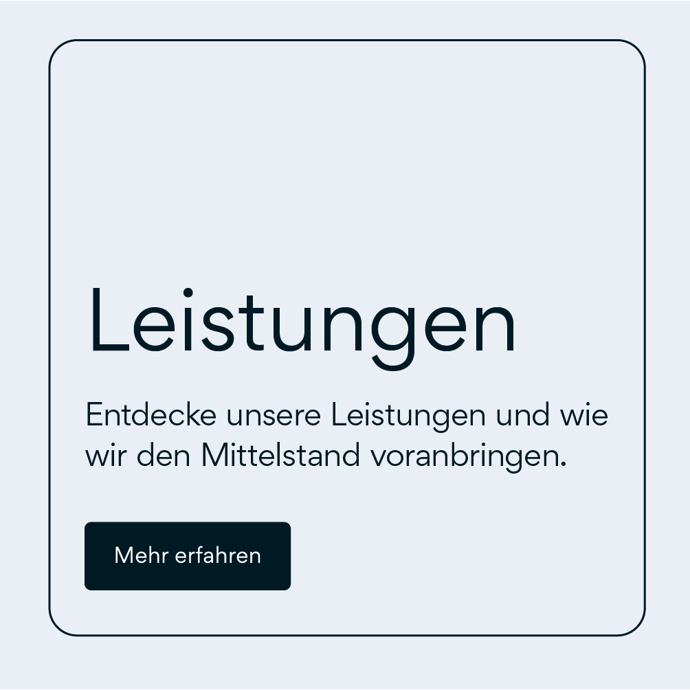Beispielbild fr Typografie und Textgestaltung von sc brandbase mit dem Wort Leistungen und einem Call-to-Action fr Mittelstand