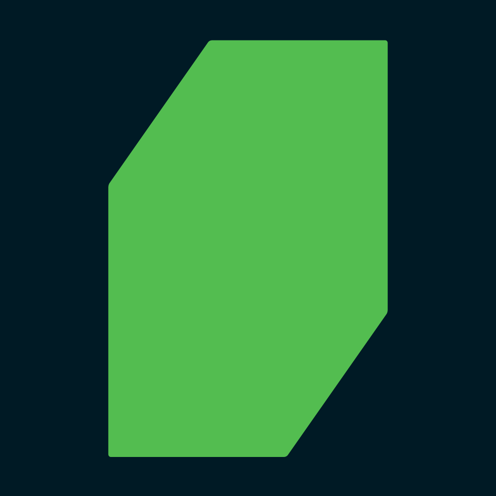 SC Brandbase Formensprache Formenrahmen grüne geometrische Form auf dunklem Hintergrund