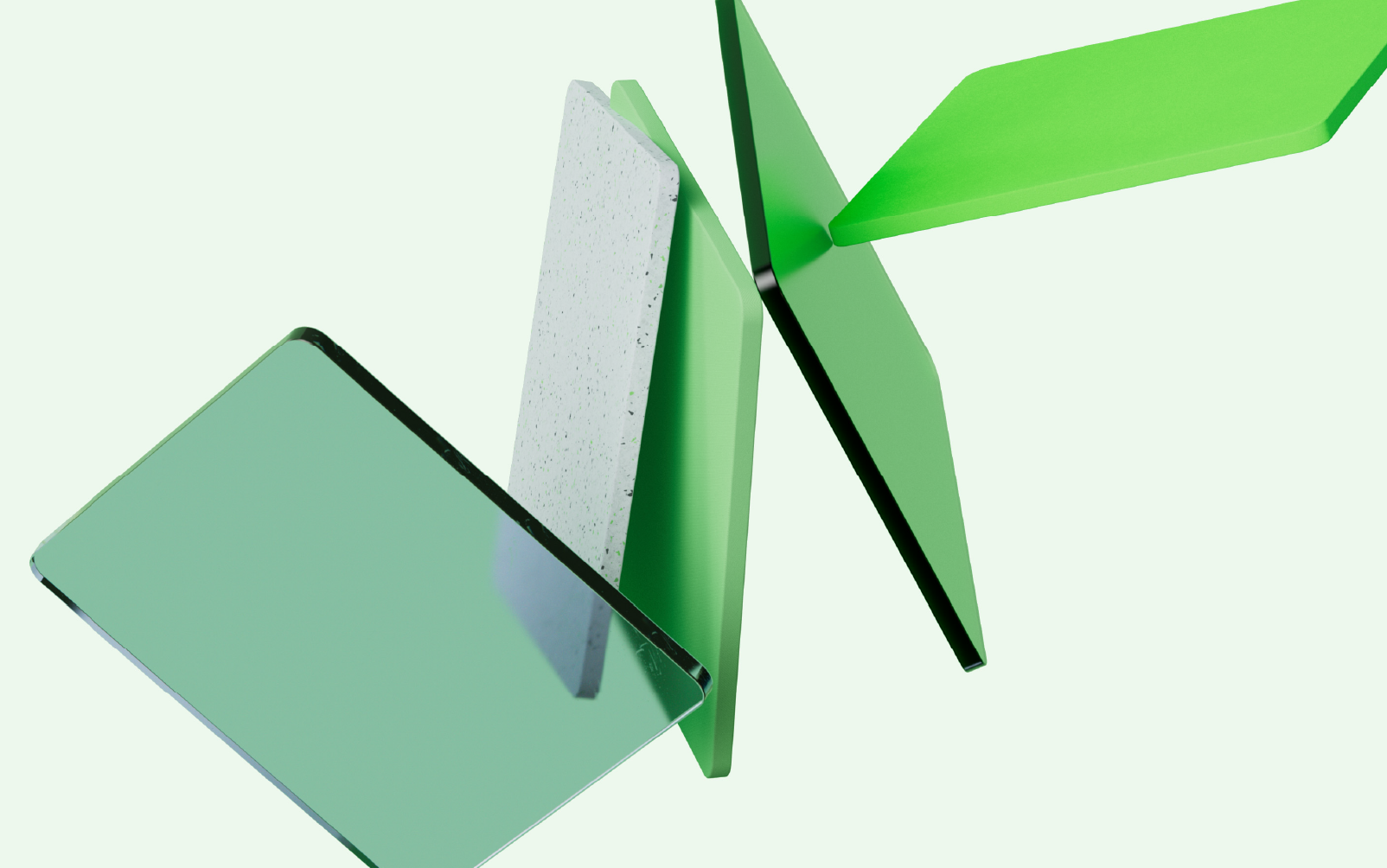 SC Brandbase Formensprache Keyvisual 13 – abstrakte grüne und weiße geometrische Formen