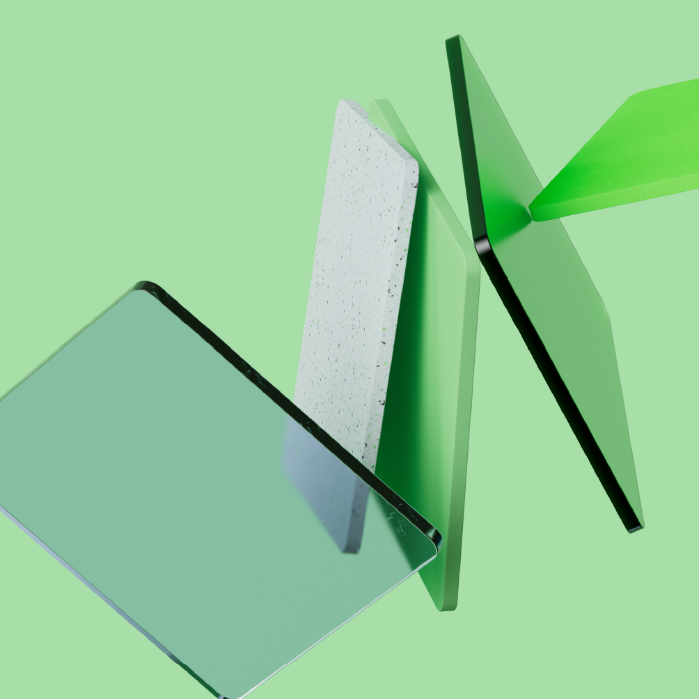 SC Brandbase 06 Formensprache Keyvisual in Farbe – abstrakte grüne geometrische Formen auf grünem Hintergrund