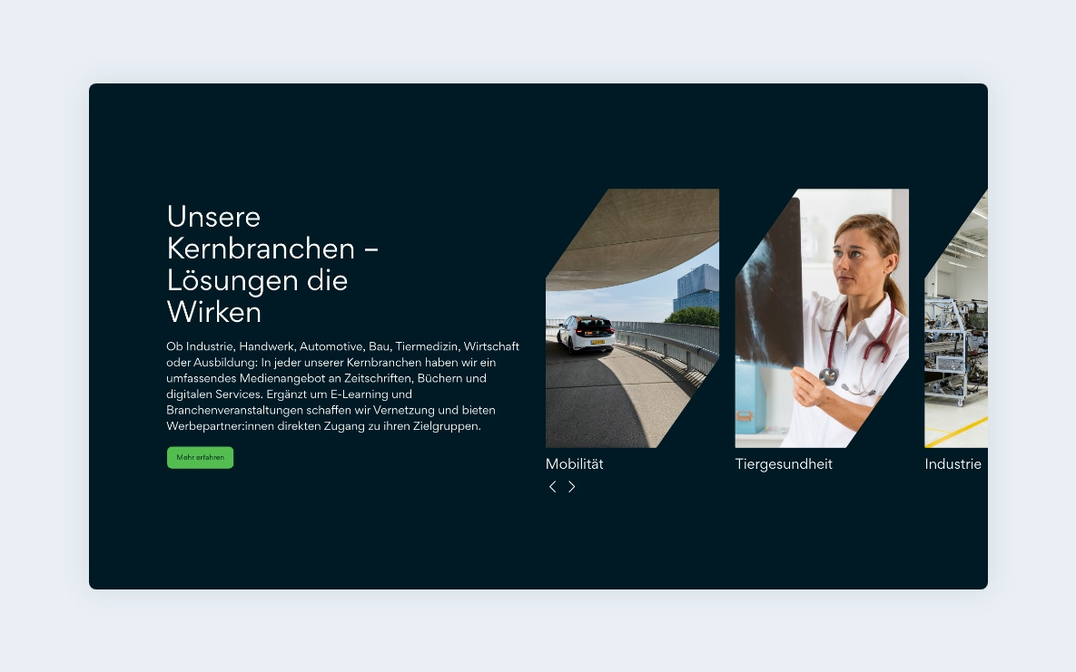 Branchenlösungen für Mobilität und Tiergesundheit – Beispielbilder aus den Bereichen Automotive und Tiermedizin