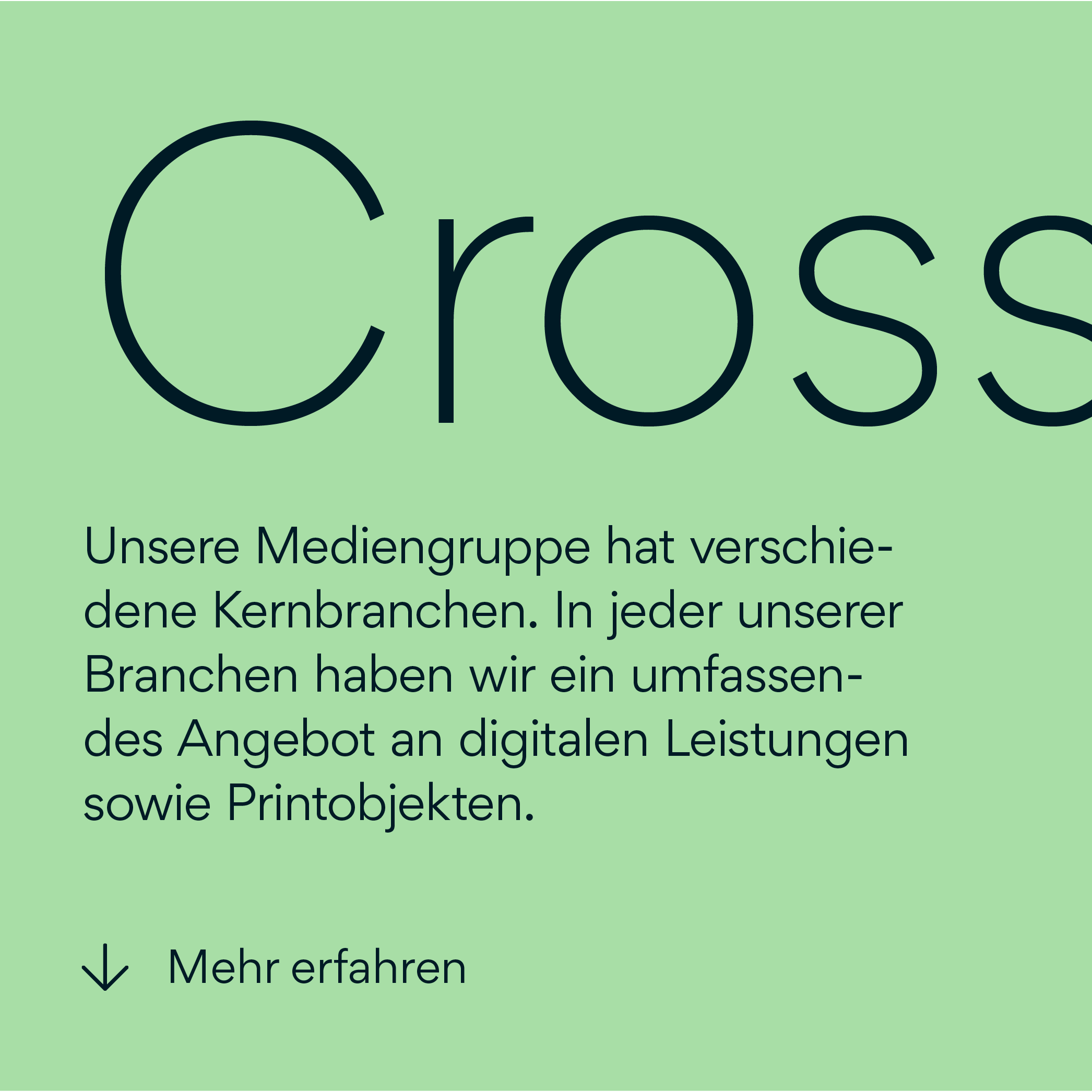 Beispiel für Typografie-Hierarchie bei sc brandbase: Mediengruppe mit digitalen Leistungen und Printobjekten