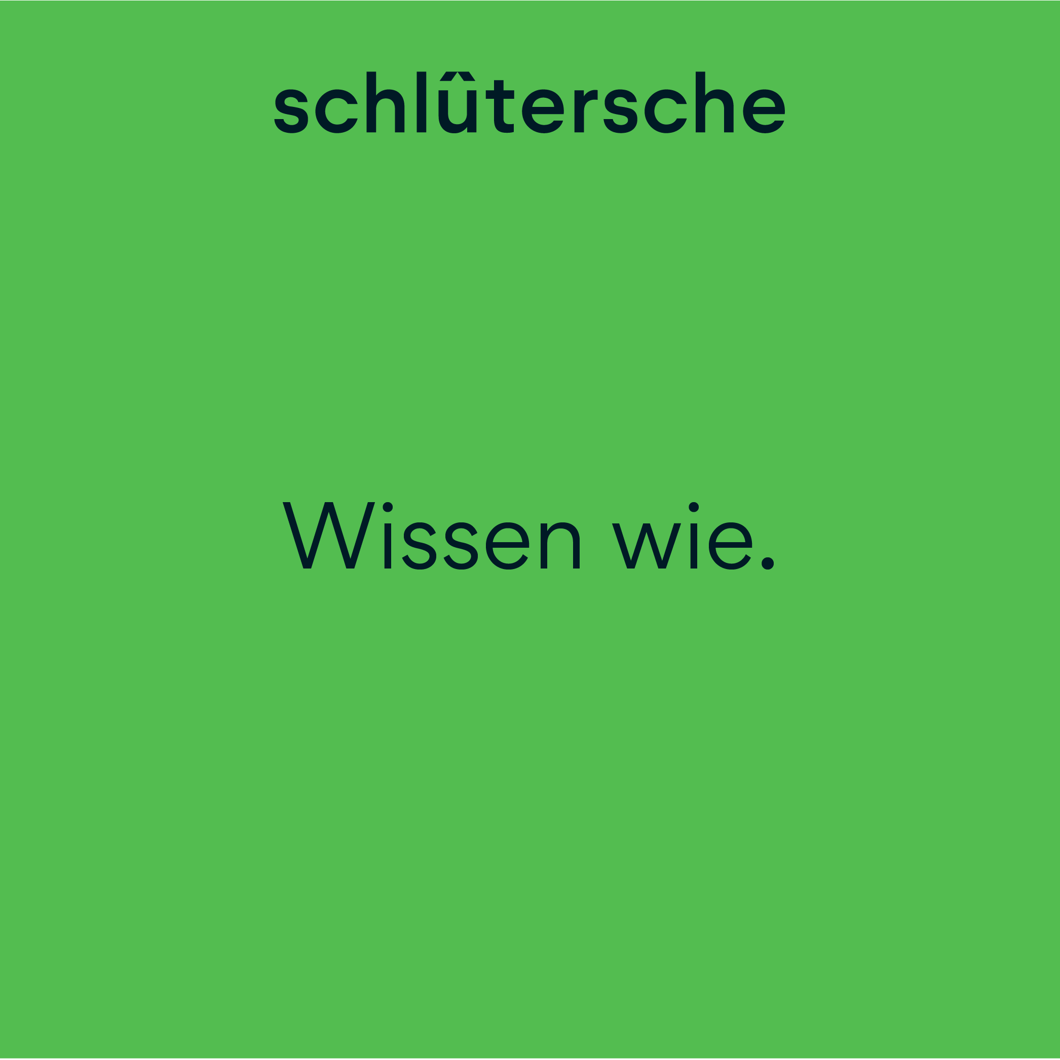 Schlütersche Claim Wissen wie auf grünem Hintergrund, Typografie und Farbbeispiel