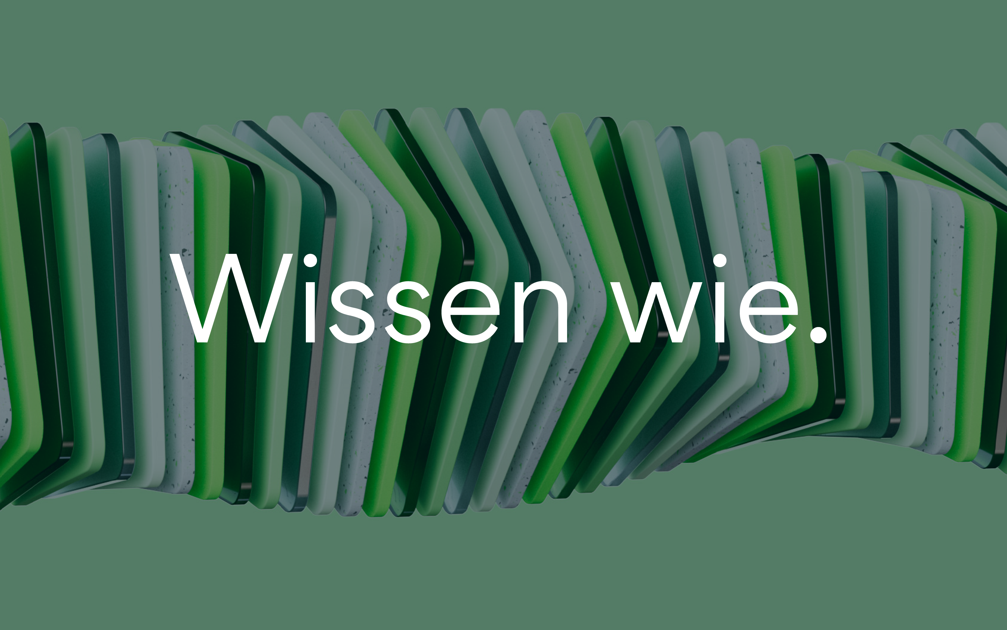 SC Brandbase Claim Aufmacher mit grünem abstrakten Design und Text 'Wissen wie.'