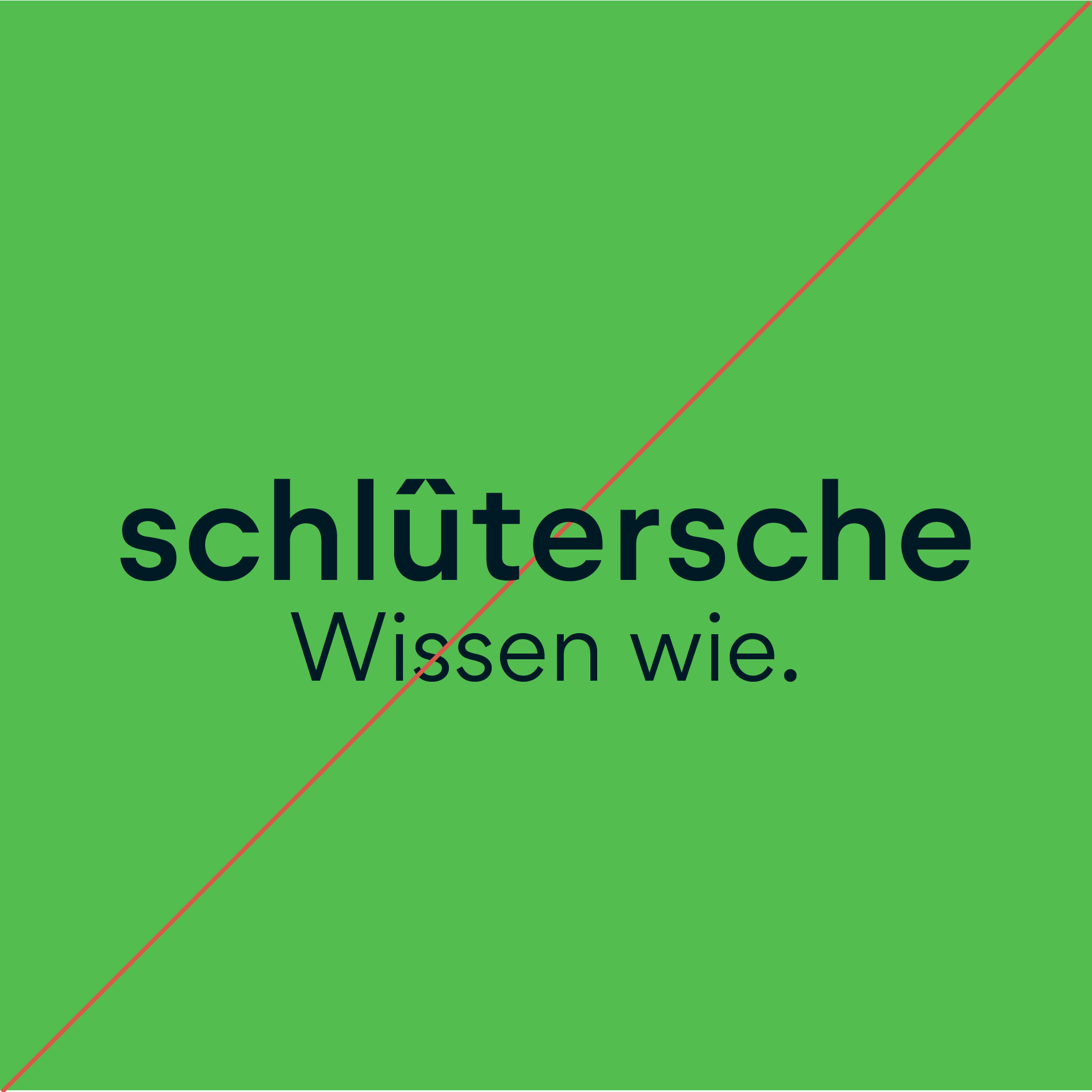 Schlütersche Wissen wie Logo auf grünem Hintergrund, durchgestrichen, nicht verwenden
