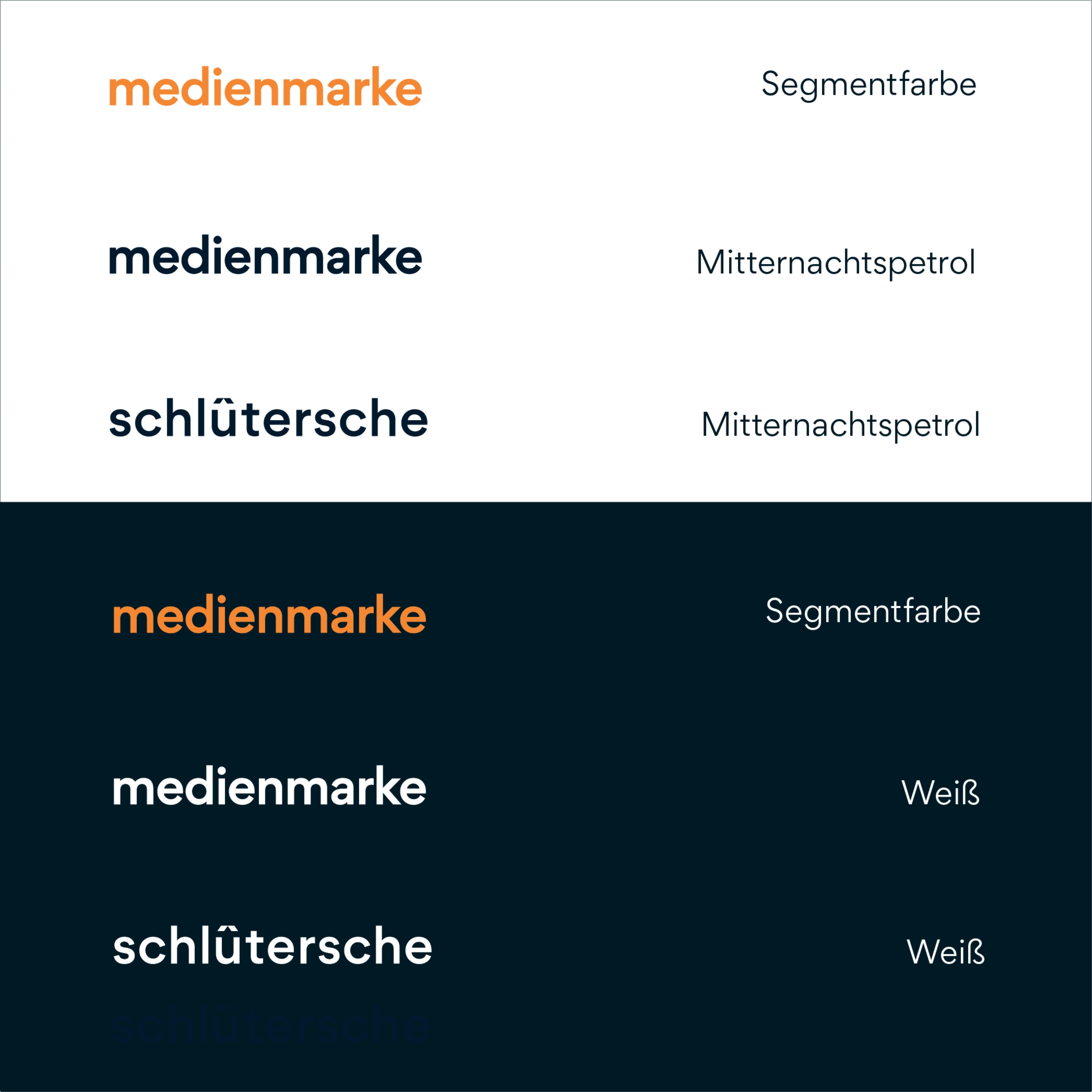 Co-Branding Beispiel mit medienmarke und schlütersche, Farbvarianten und Positionierung für Endkunden