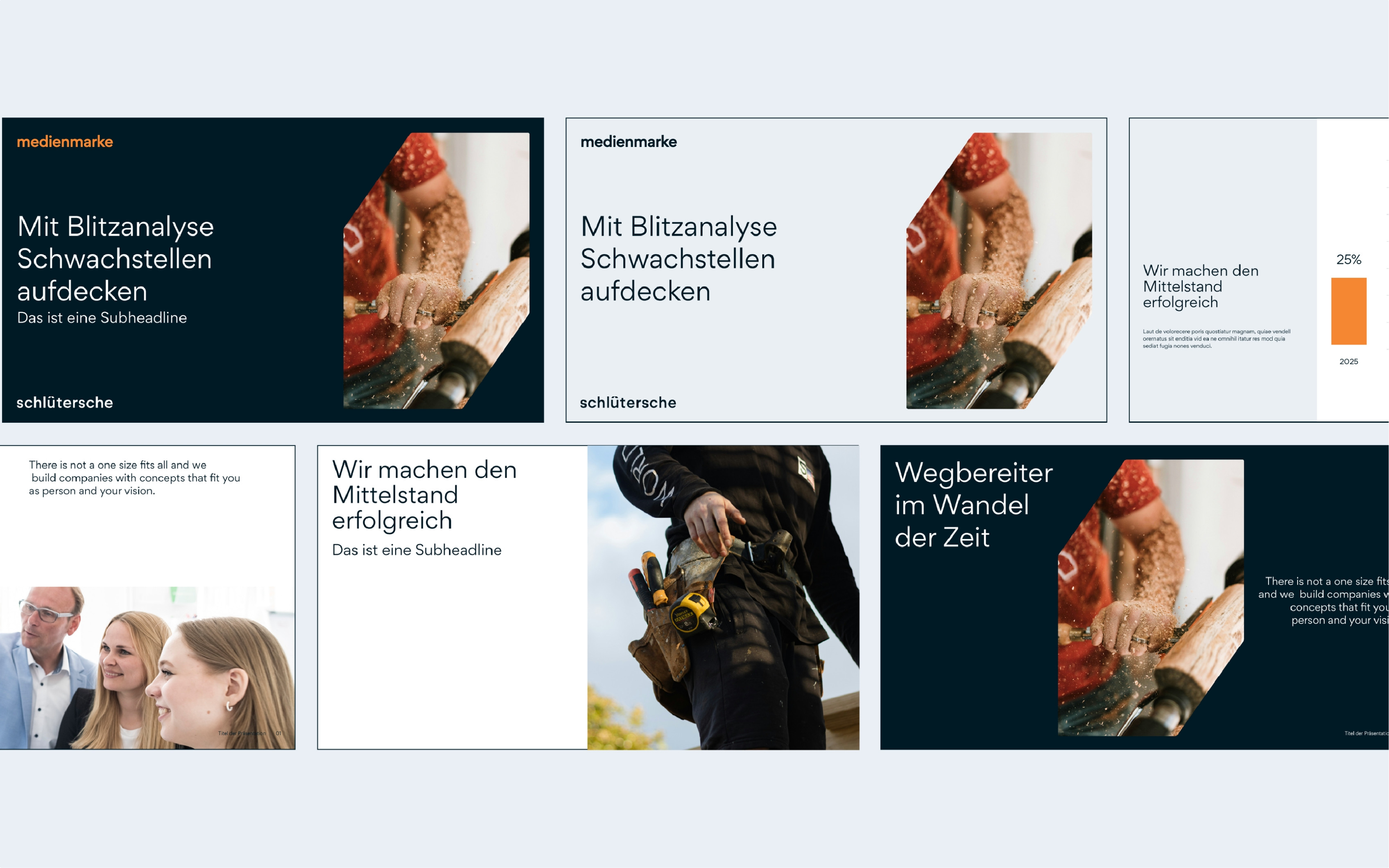 Co-Branding Beispiel fr Endkunden mit Handwerker, Werkzeug und Schlagworten wie Blitzanalyse und Mittelstand