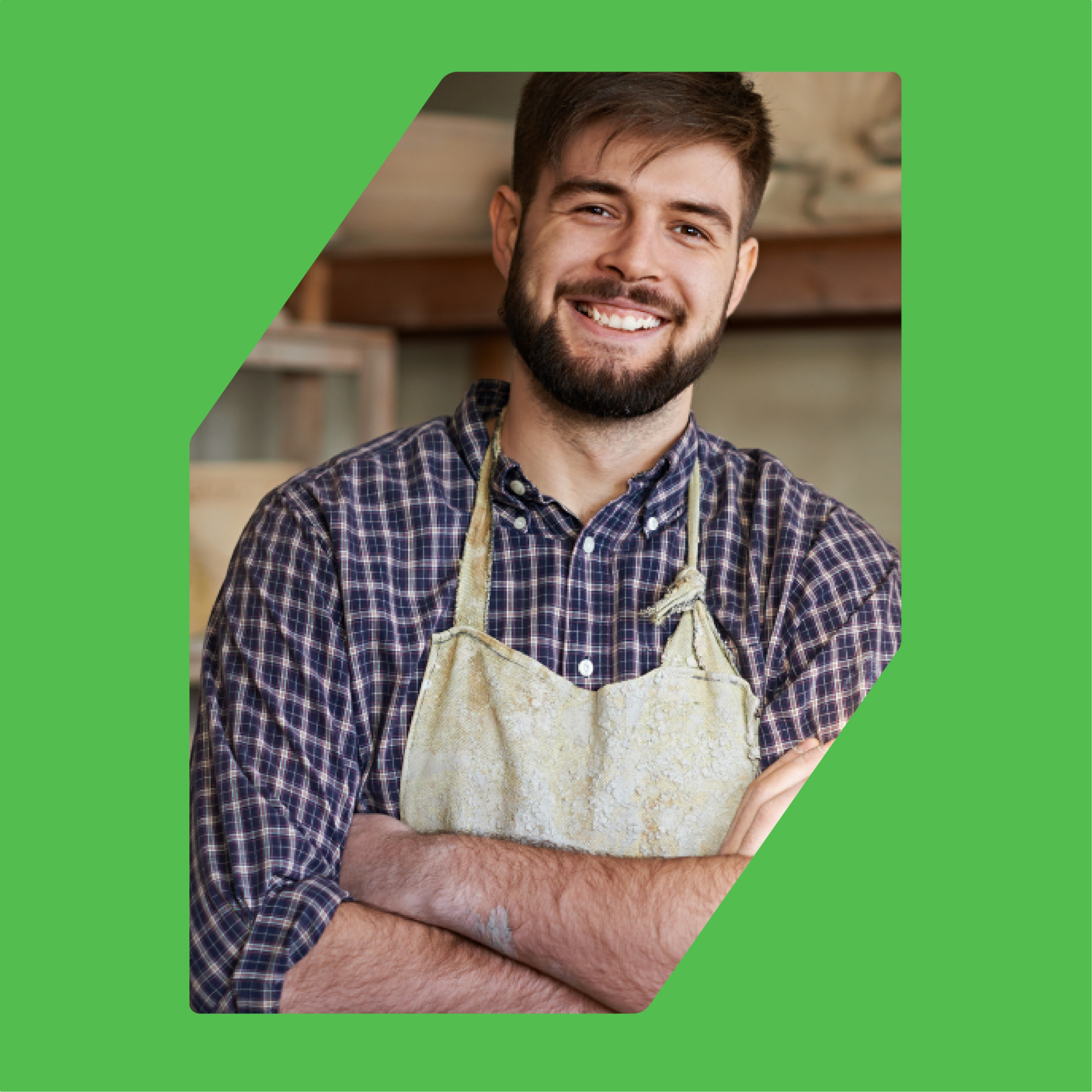 Co-Branding Werbepartner mit charakteristischer Formensprache im Handwerksumfeld