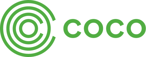 COCO Logo in grün auf schwarzem Hintergrund