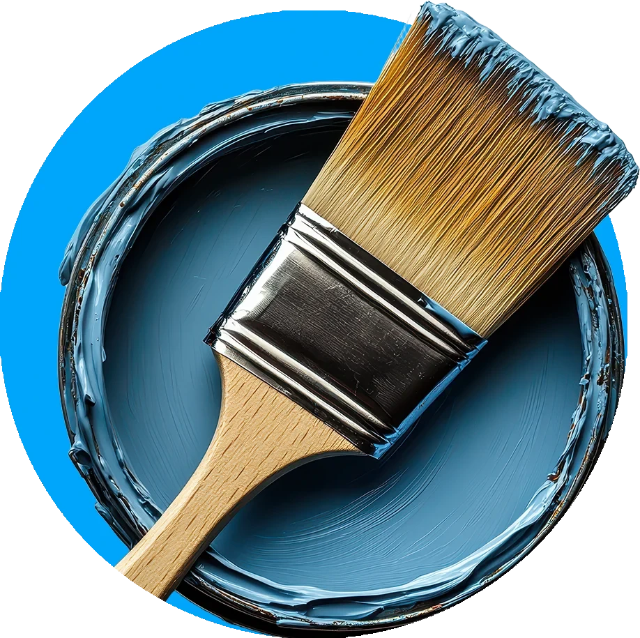 Pinsel mit blauer Lackfarbe – Maler und Lackierer Contentbild