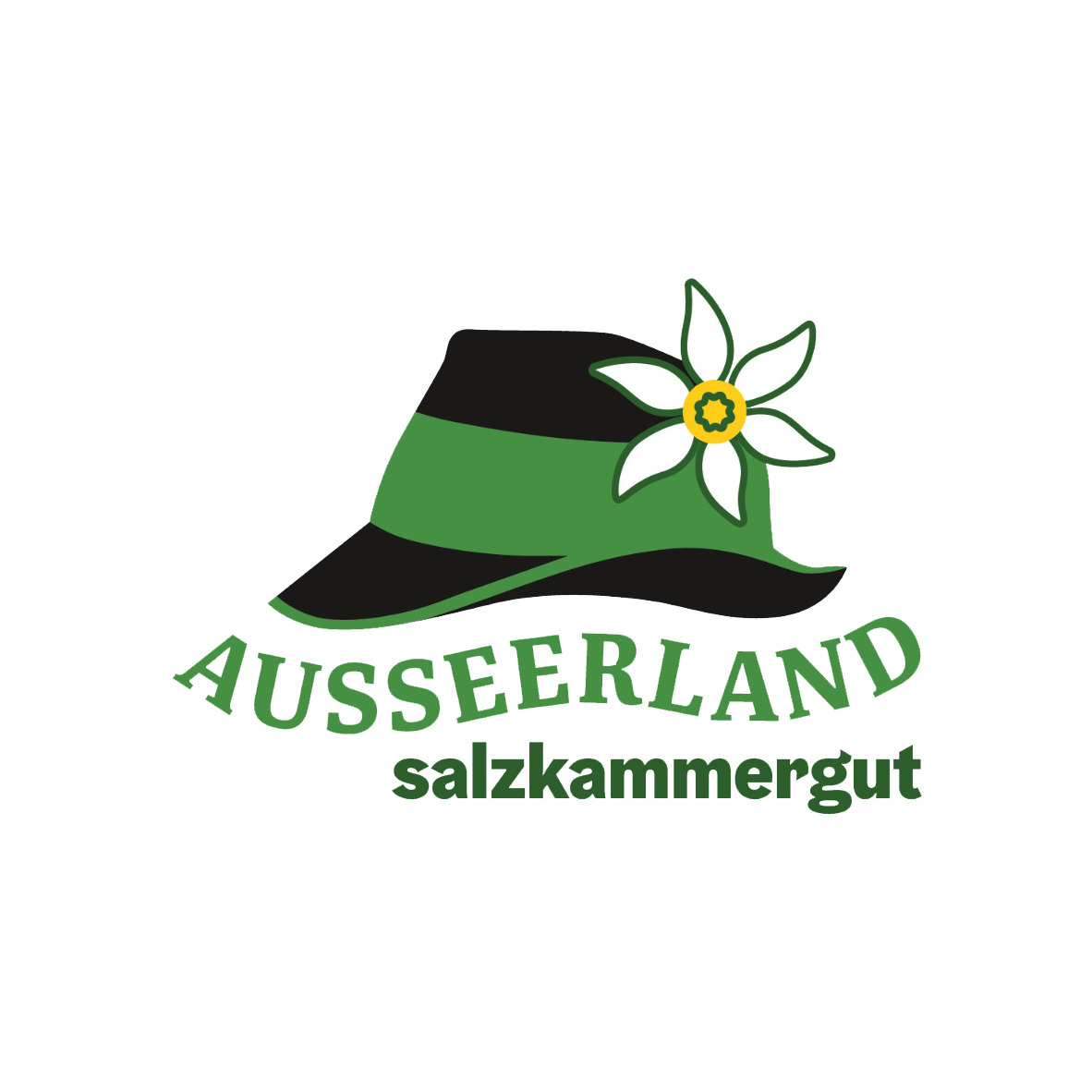 Logo Ausseerland Salzkammergut mit grünem Hut und Edelweiß-Blume