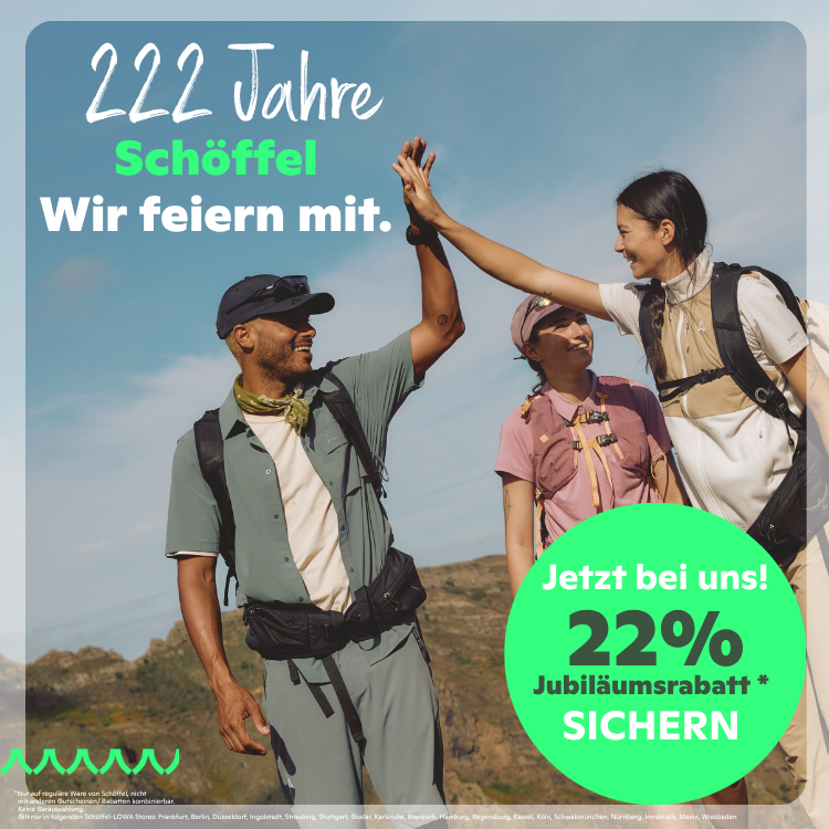 Wanderer im Karwendel feiern 222 Jahre Schöffel mit Jubiläumsrabatt-Aktion