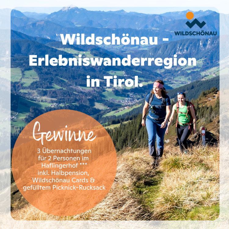 Wanderer in der Wildschönau, Erlebniswanderregion Karwendel in Tirol, Gewinnspiel für Übernachtungen im Haflingerhof mit Halbpension und Wildschönau Cards