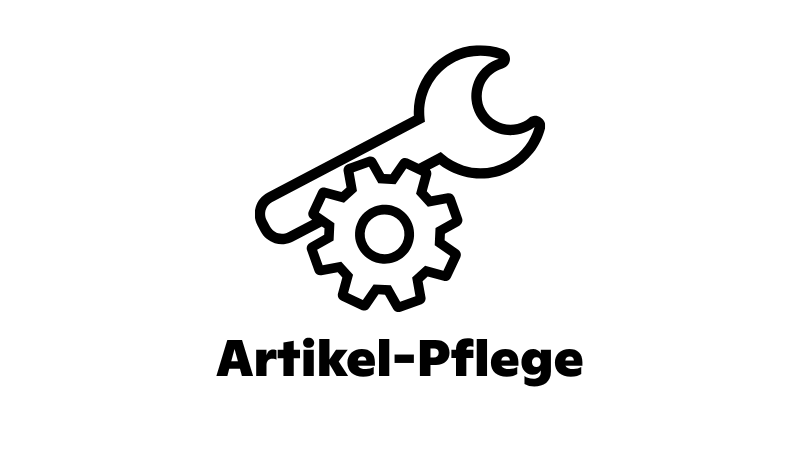 Icon fr Service und Pflege auf der Startseite mit Zahnrad und Schraubenschlssel, Beschriftung Artikel-Pflege