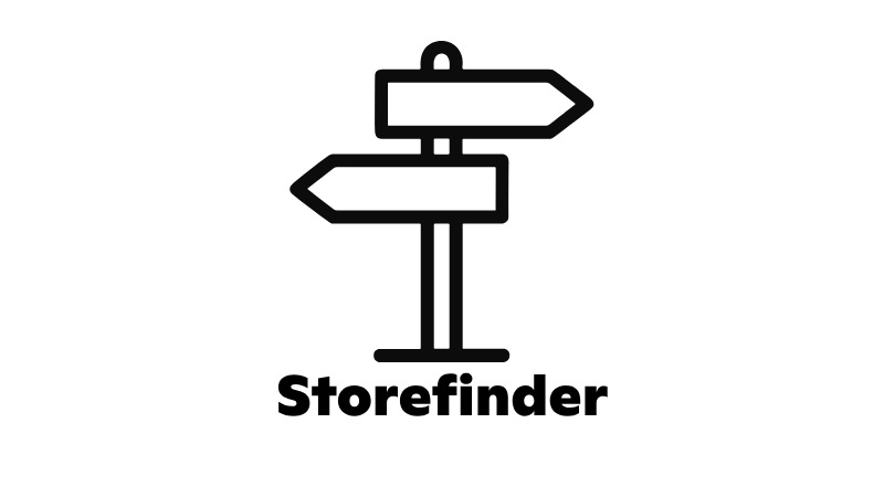 Storefinder Icon auf der Startseite – Wegweiser Symbol zur Filialsuche