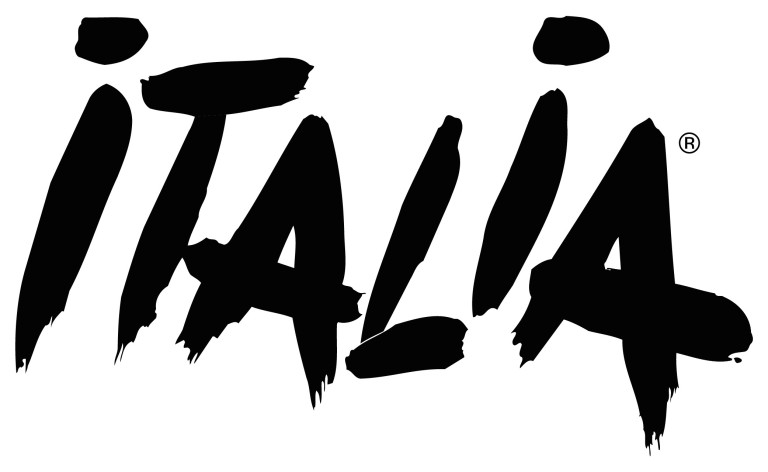 Logo Italia schwarz – moderner Schriftzug in Pinsel-Design Schwarzes Logo mit dem Schriftzug 'Italia' in Pinsel-Optik