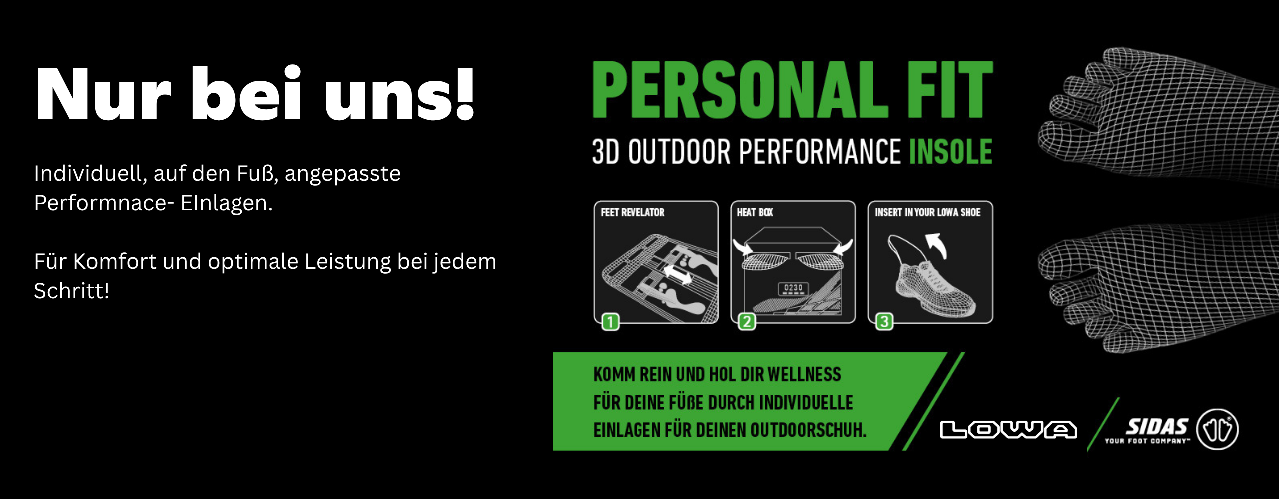 Slider PC Sale 8 – 3D Outdoor Performance Einlagen und individuelle Fußwellness für Outdoorschuhe