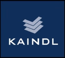 Logo von Kaindl auf blauem Hintergrund
