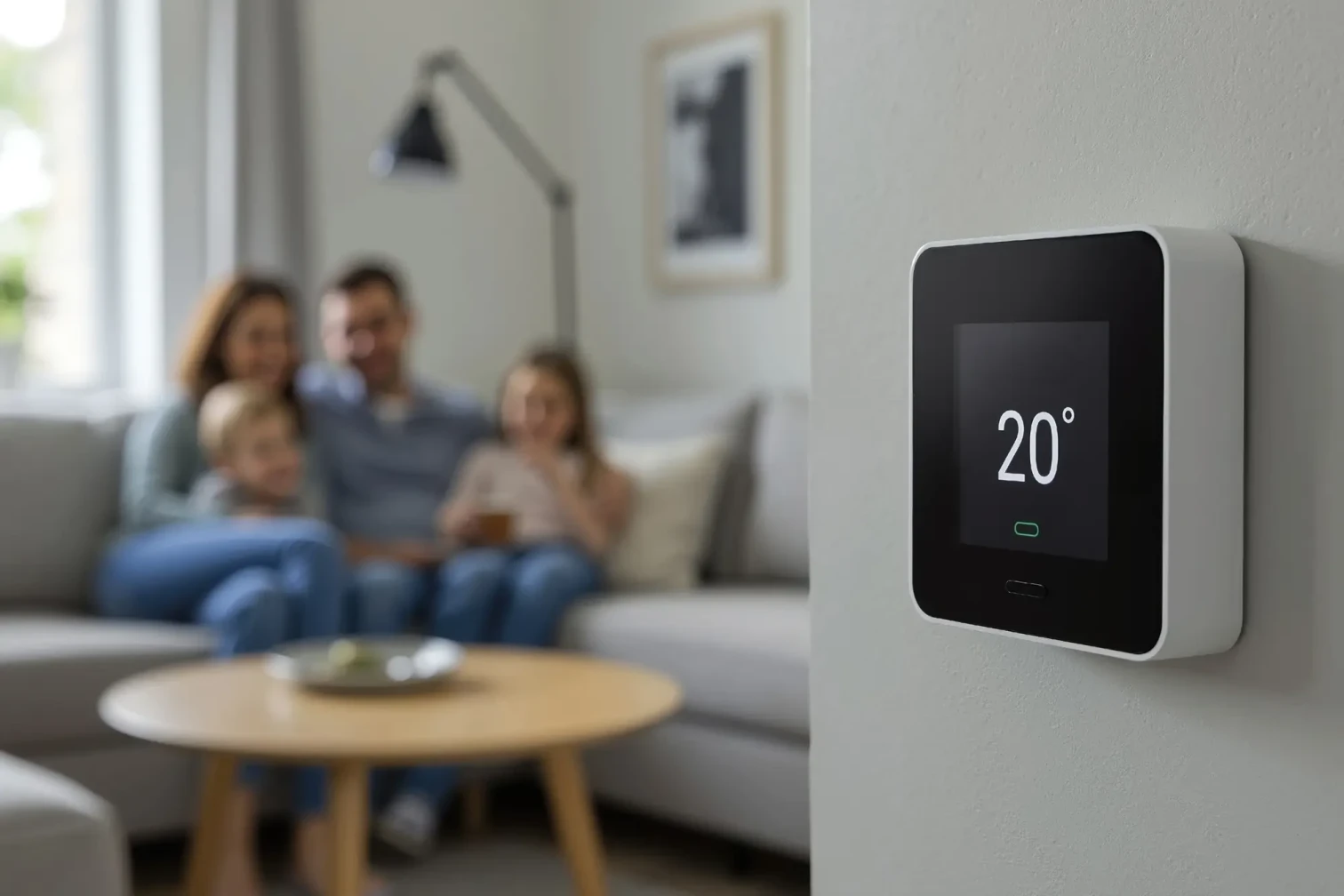 Moderne Heizungssteuerung sorgt für angenehme Wärme im Wohnzimmer