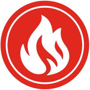 Symbolische Darstellung fr Entzdungsmarker: Rotes Flammensymbol als Hinweis auf Entzdung