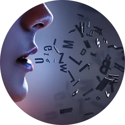 Logopädie für Erwachsene – Darstellung von Buchstaben als Symbol für Sprachtherapie