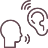 Icon für Übungen: Sprechender Kopf und hörendes Ohr als Symbol für Kommunikationstraining