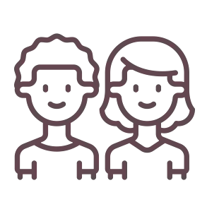 Icon von zwei Kindern, Junge und Mädchen, als Strichzeichnung